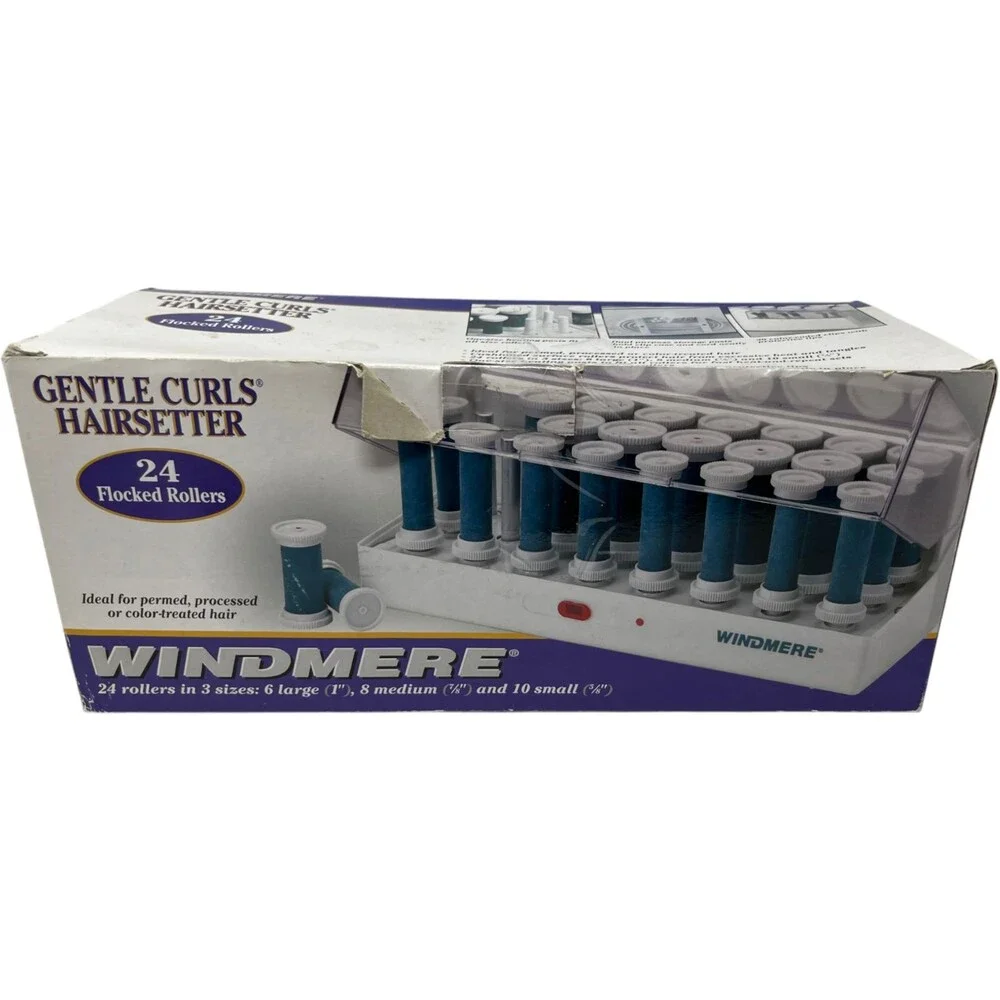 Windmere Hairsetter Gentle Curls 24 Flocked Rollers Model FS-24/655 Retro Beauty